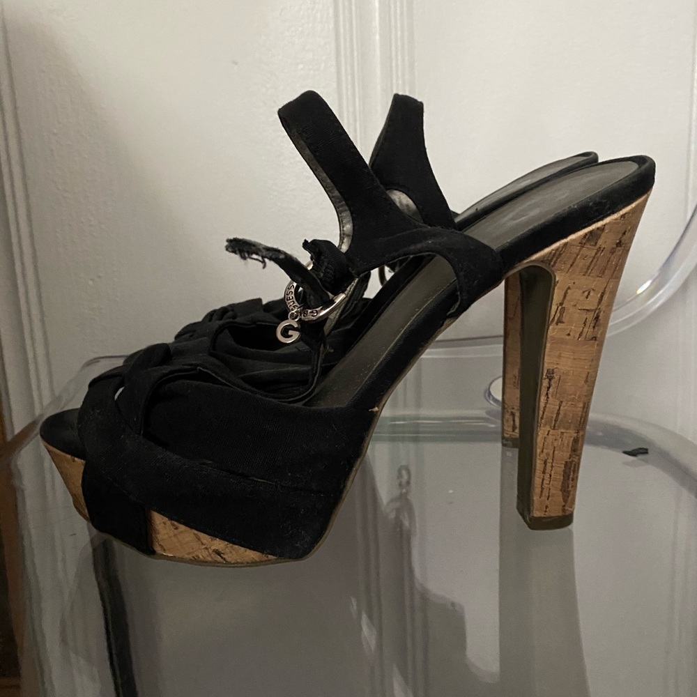 G BY GUESS CORK HEELS
